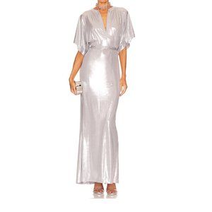 Norma Kamali Silver Metallic Obi Gown, XXS